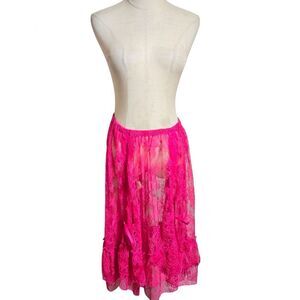 Kimchi Blue Sheer Pink Lace Skirt with Bows